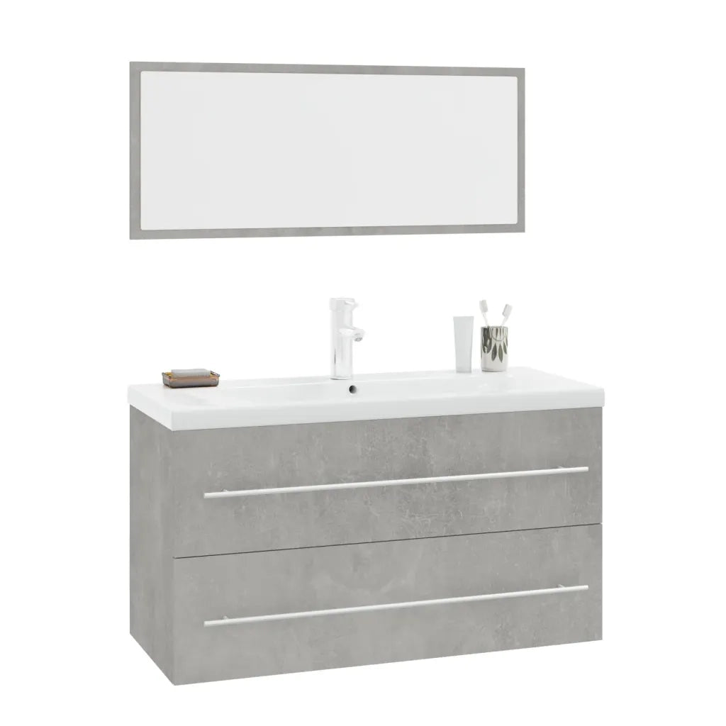 Set Mobili da Bagno | Armadio da bagno 3 pz Grigio Cemento