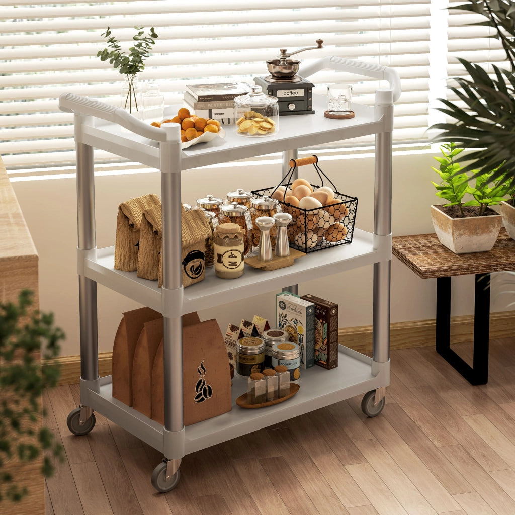 Carrello da Cucina a 3 Livelli ¨C Minimal ¨C Bianco 88x44x93 cm