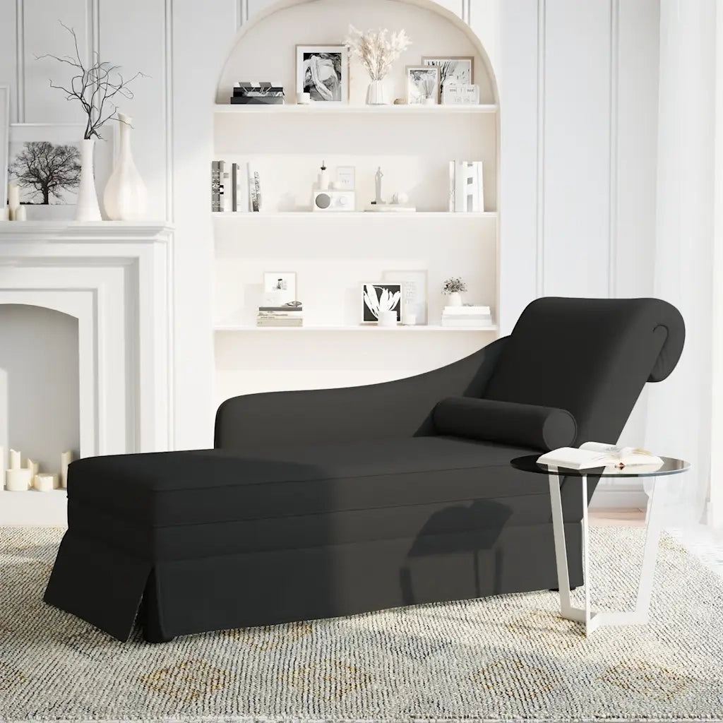 Sdraio con Capezzale e Bracciolo Destro in Velluto Nero 4009787