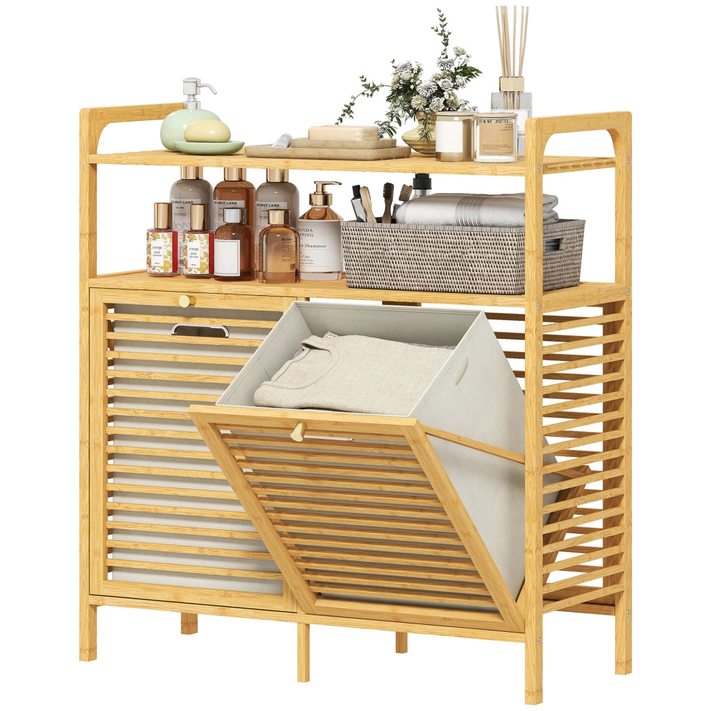 Mobile da bagno con cesti ¨C Minimal ¨C legno di bamb¨´ bianco crema