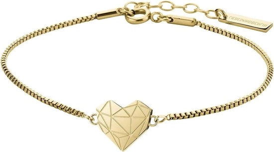 Bracciale per donna in acciaio inossidabile a forma di cuore argento 20 cm