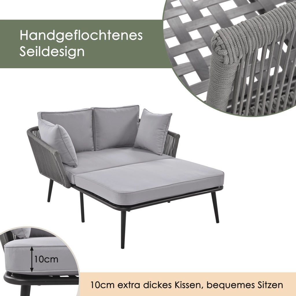 Canap¨¦ de jardin avec 2 coussins et 2 coussins salon de soleil ext¨¦rieur salon de jardin ensemble de meubles de balcon mobilier de salon mobilier de jardin coussins amovibles et lavables gris
