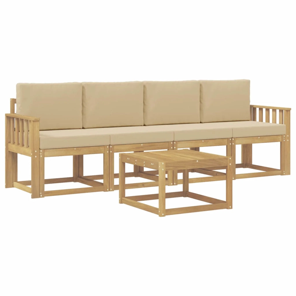 Set di divani da esterno 5 pz Bianco e Beige 3387207