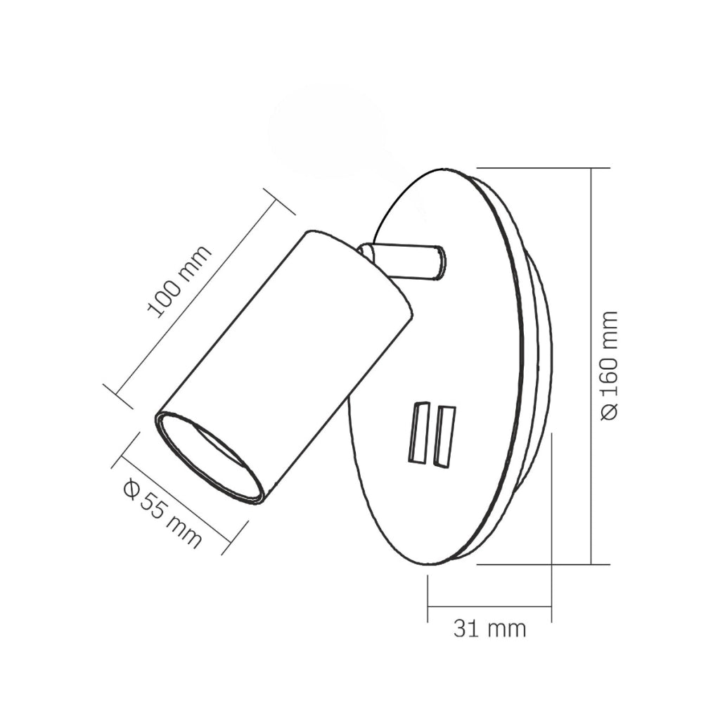 Applique camera nera LED 5W + GU10 doppio interruttore Videx