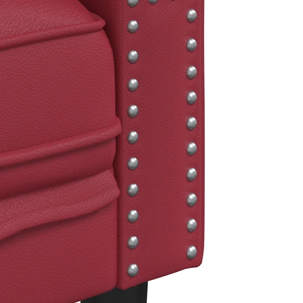 Poltrona Chesterfield a 3 Posti Rosso Vino in Similpelle 372670