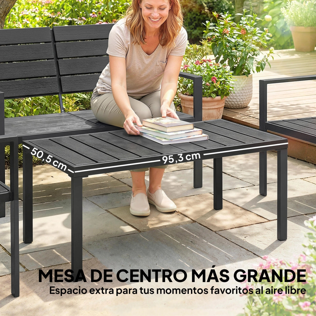 Set giardino 4 posti con divano 2 posti 2 poltrone tavolino ¨C Xylo ¨C nero