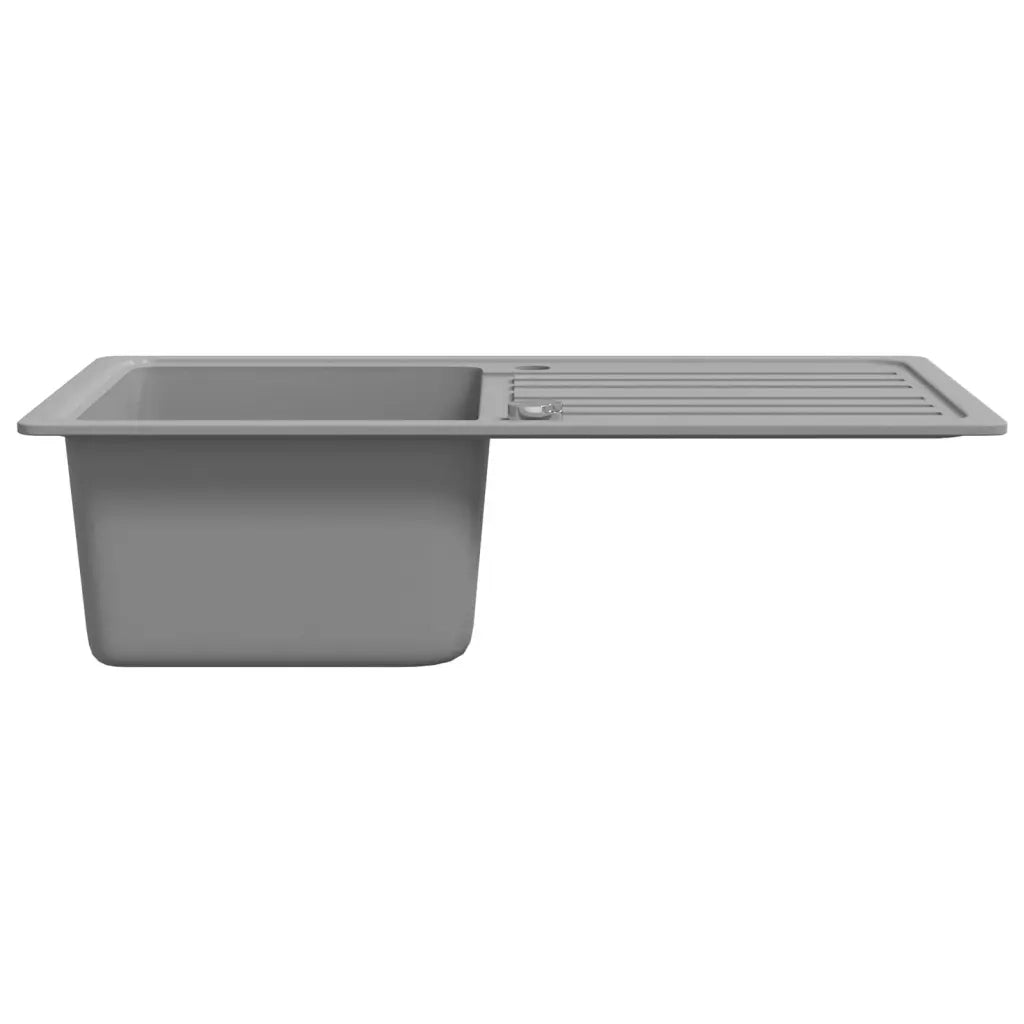 Lavandino cucina granito singolo con scolapiatti reversibile grigio 141670