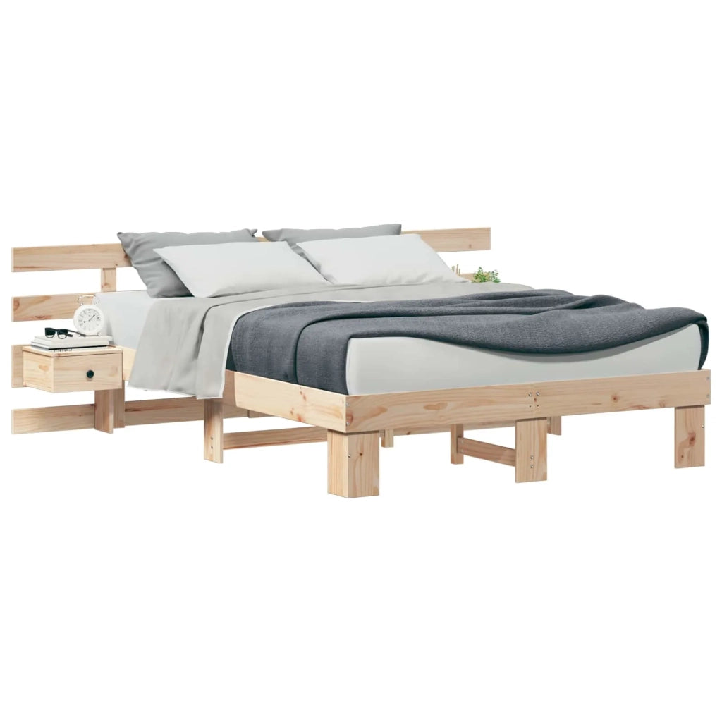 Letto matrimoniale | Letto per adulti | Struttura del letto Marrone 150 x 200 cm Pino massello