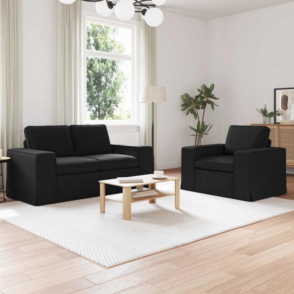 Set di divani 2 pcs Nero 162 x 80 x 82 cm Tessuto 3407502