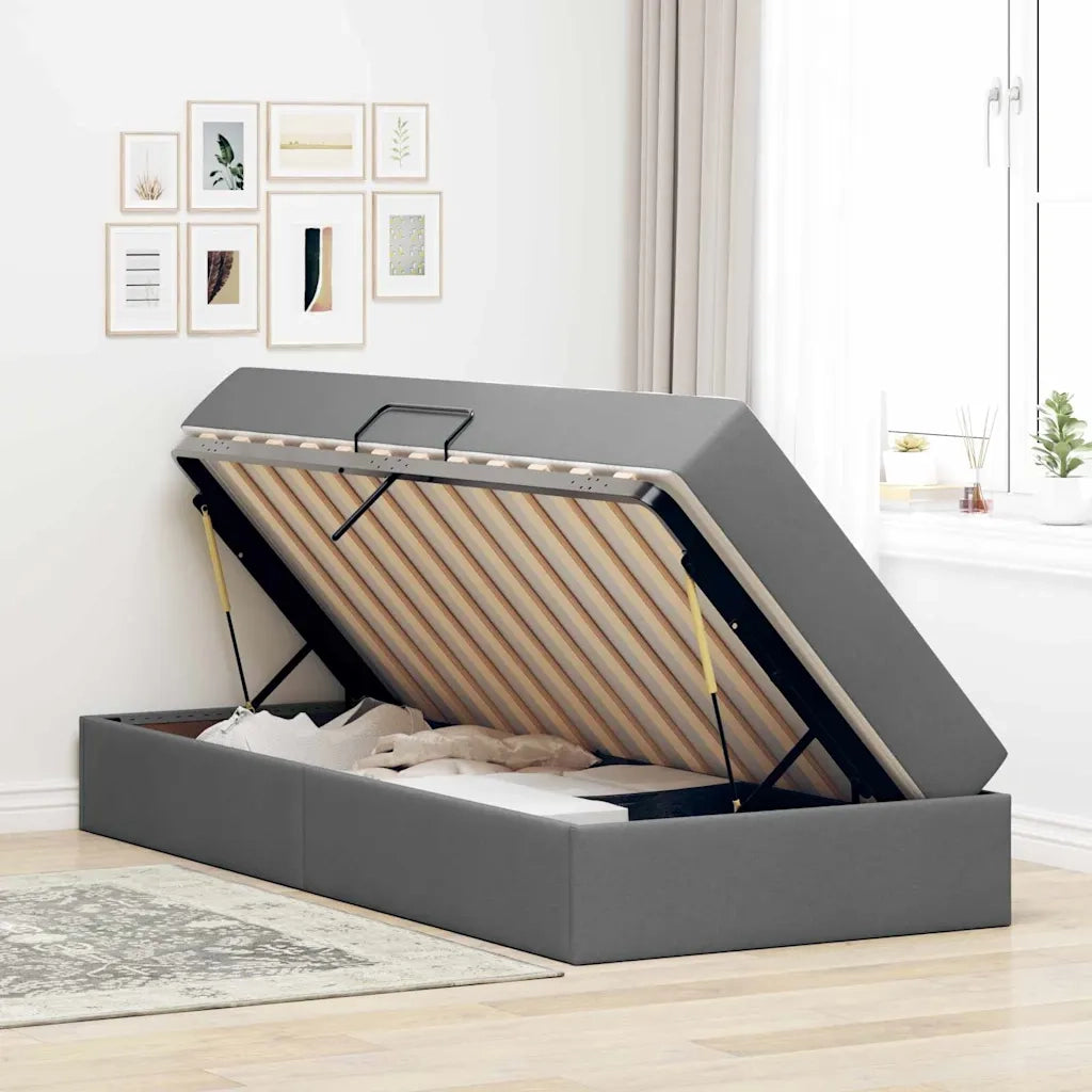 Letto con contenitore e materasso Grigio scuro 90 x 200 cm 3399635