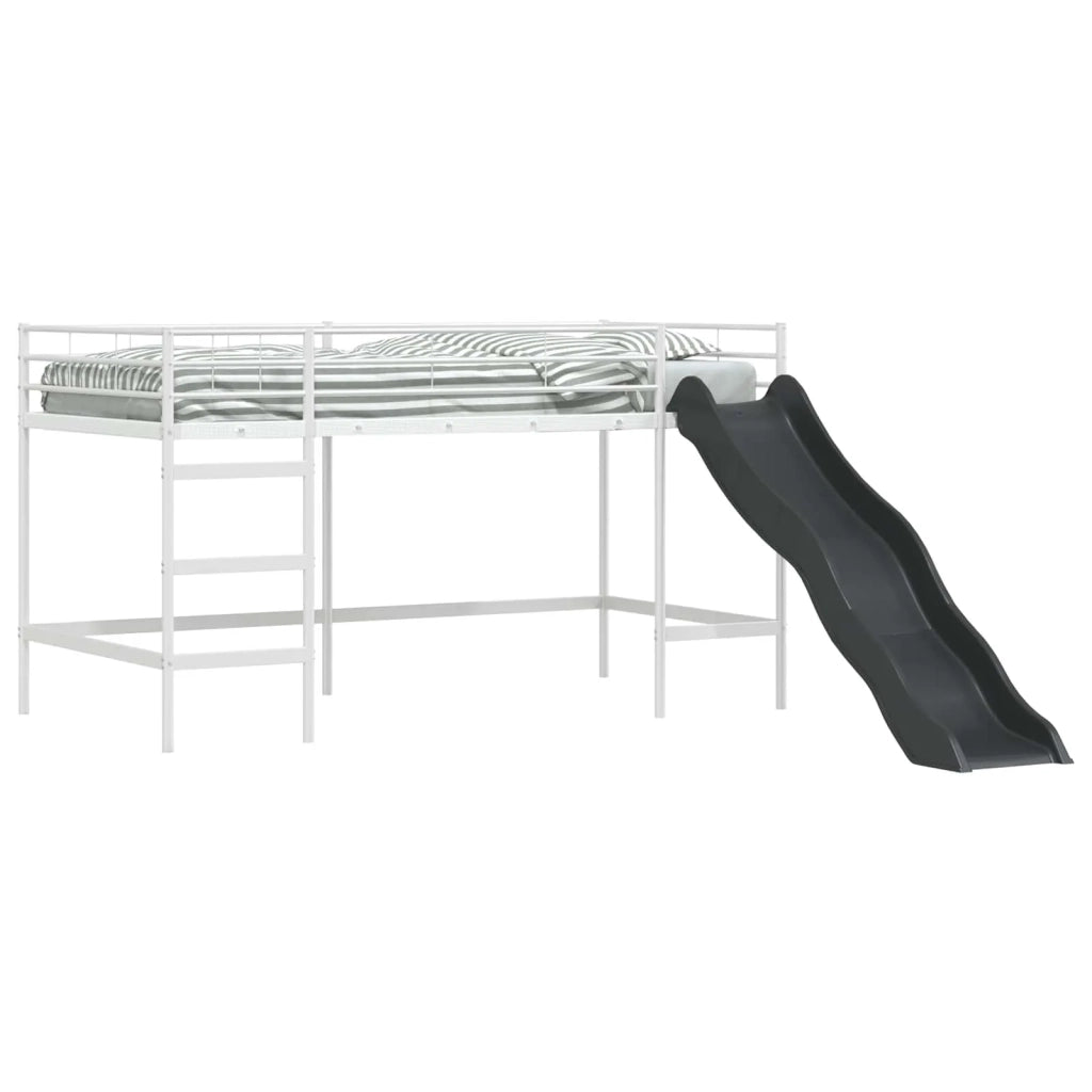 Letto loft per bambini con scivolo Bianco e Antracite