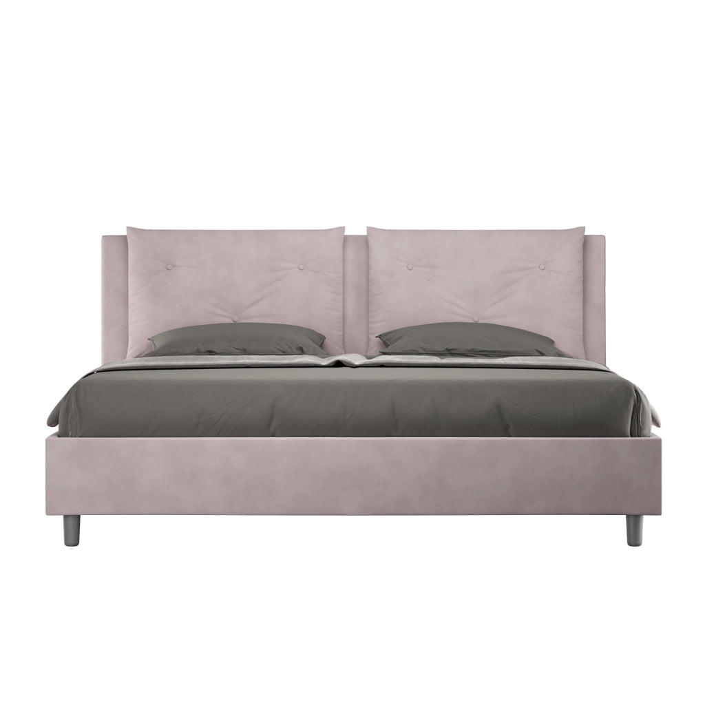 BS COM Letto senza rete imbottito 180x210 microfibra glicine