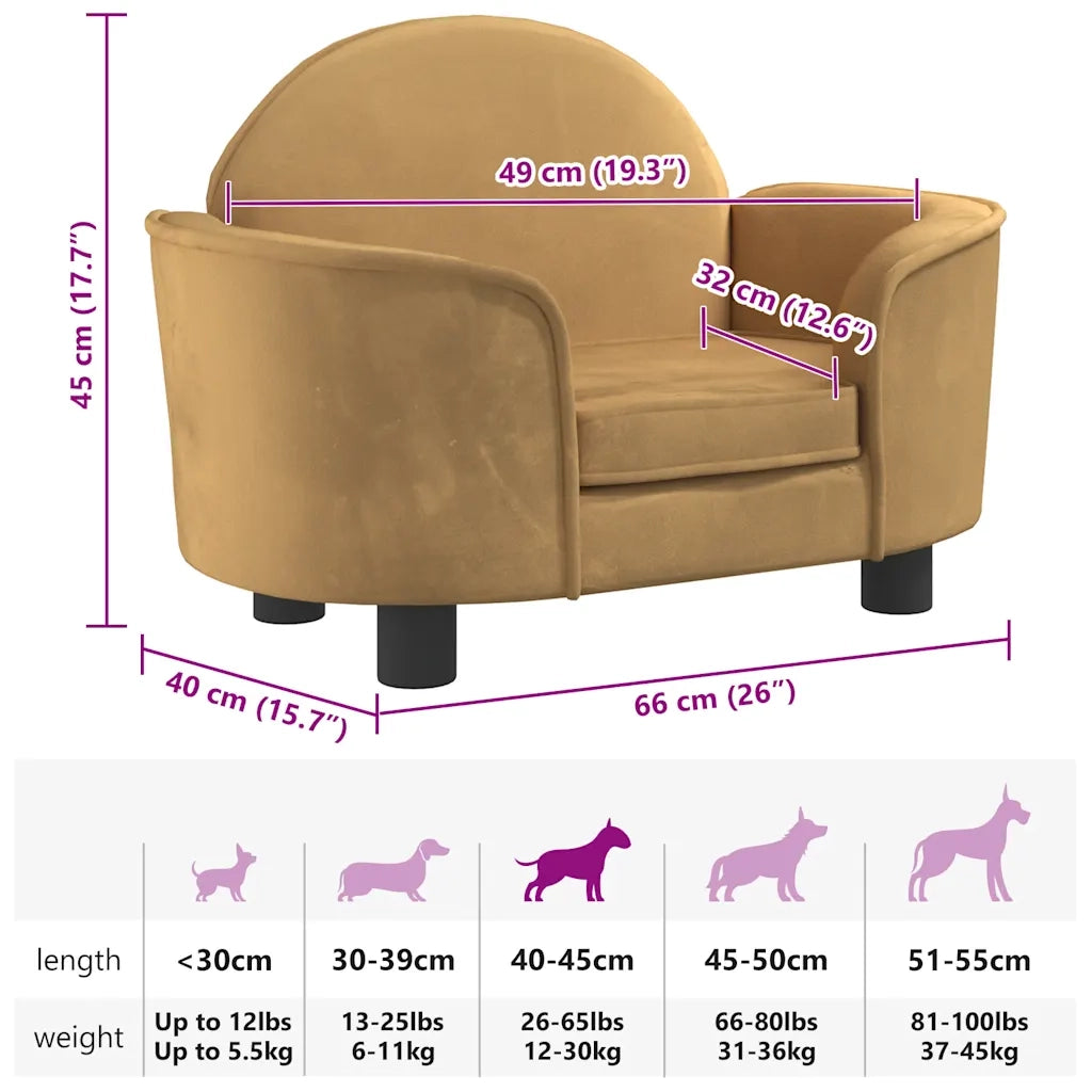 Lettino per Cani Marrone 66x40x45 cm in Velluto 171843