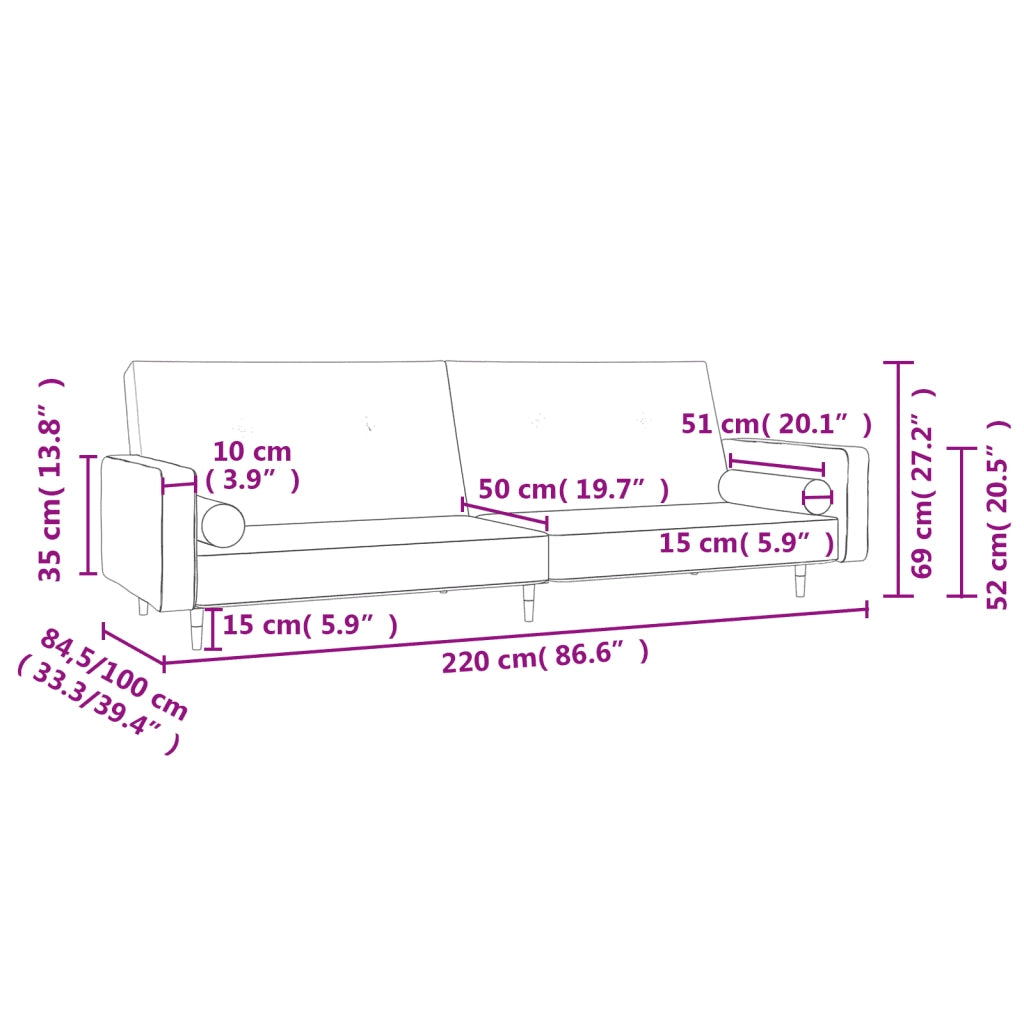 Divano letto | Sof¨¤ letto | Letto singolo a 2 Posti con 2 Cuscini Grigio Chiaro in Velluto