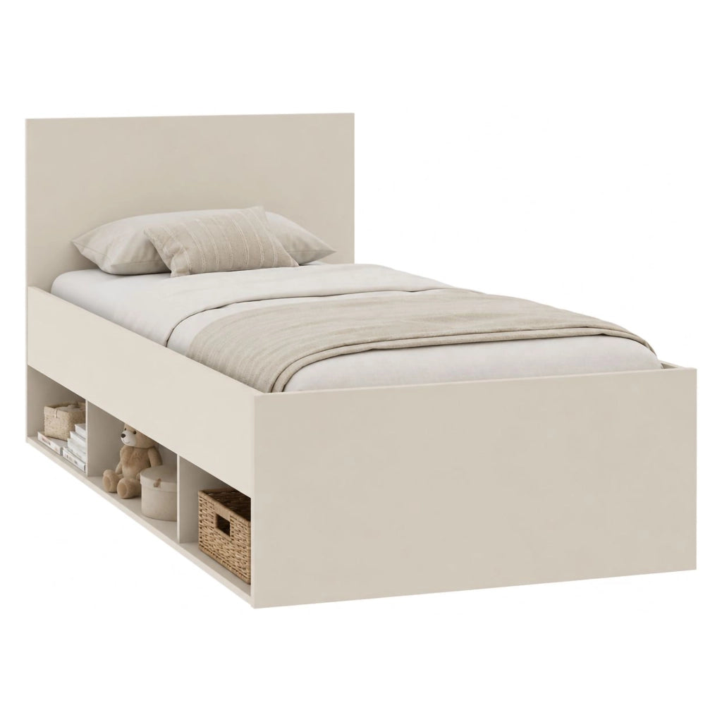 Lifarare, Letto Singolo Dimensione Materasso 90x190 cm, Beige