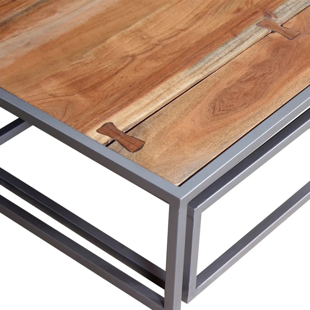 Set 2 pz Tavolini da salotto | Tavolino da caff¨¨ | Tavolino da Soggiorno in Legno Massello di Acacia