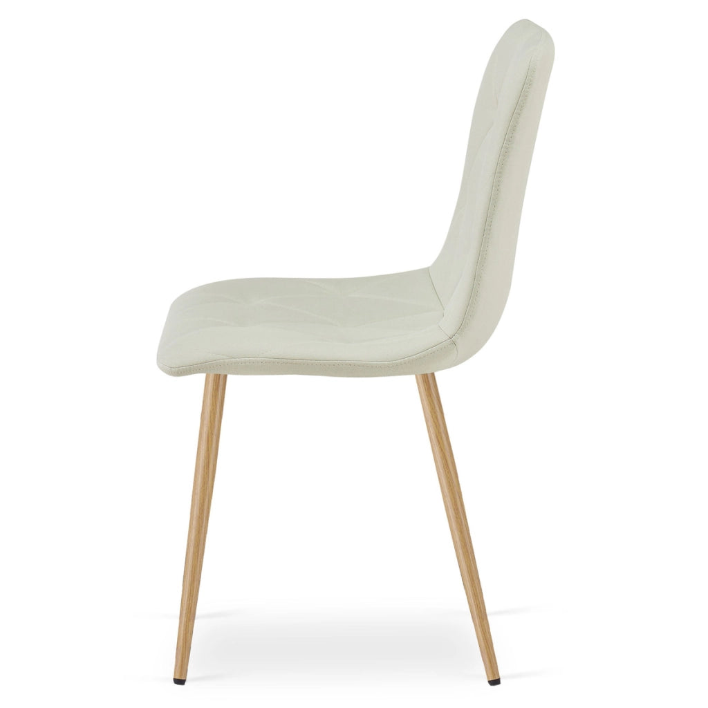 Set di 2 sedie Libra in tessuto beige e gambe effetto legno