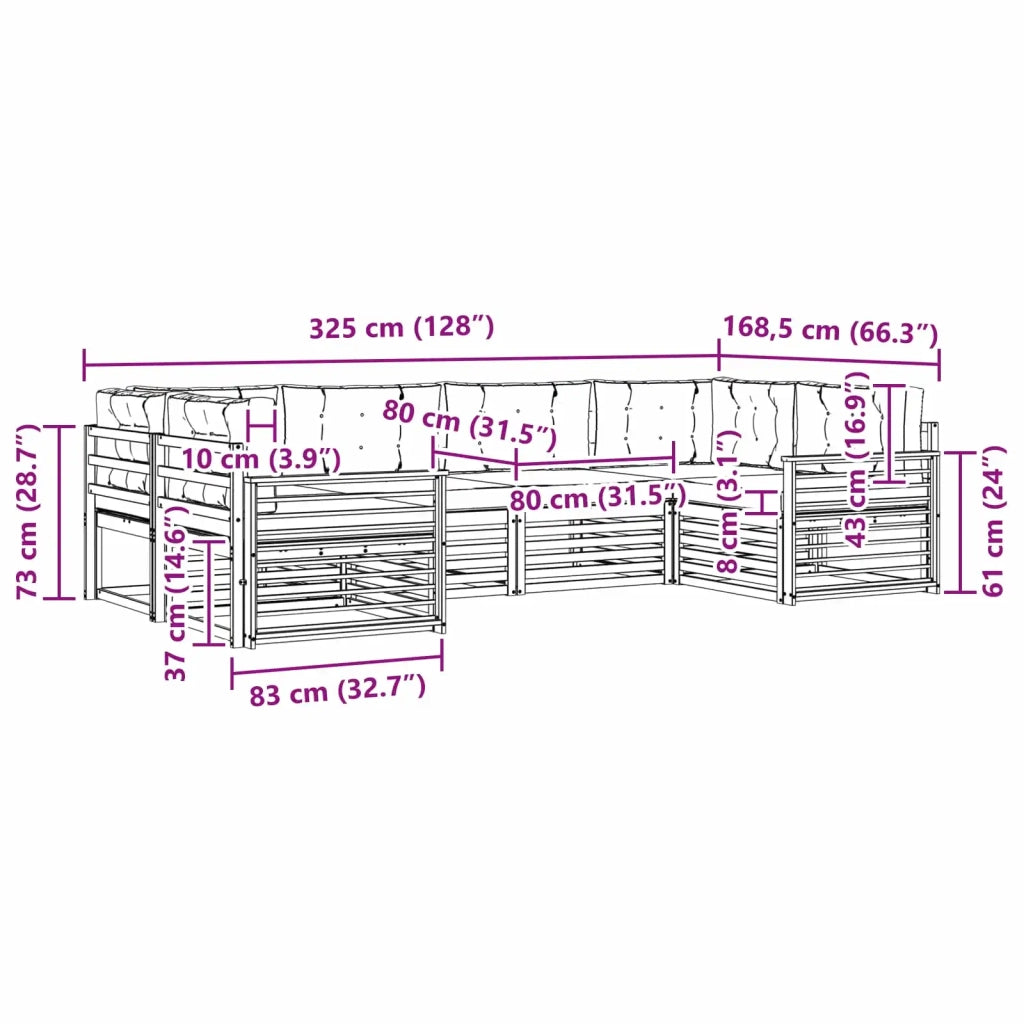 Set di divani da esterno 6 pcs Grigio Naturale e Chiaro 3374031