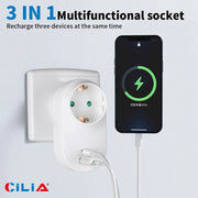 Adattatore da Parete con 1 Presa Schuko, 1 USB-C, 1 USB-A ¨C Xylo ¨C Bianco
