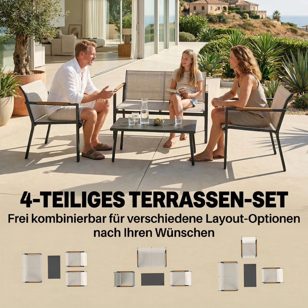 Set Giardino 4 Posti ¨C Zephmum ¨C Divano 2 Posti 2 Poltrone Tavolo Metallo
