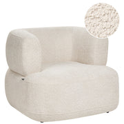 Accogliente Poltrona in Tessuto Chenille di Poliestere Beige Chiaro con Schienale Curvo Design Moderno Scandinavo