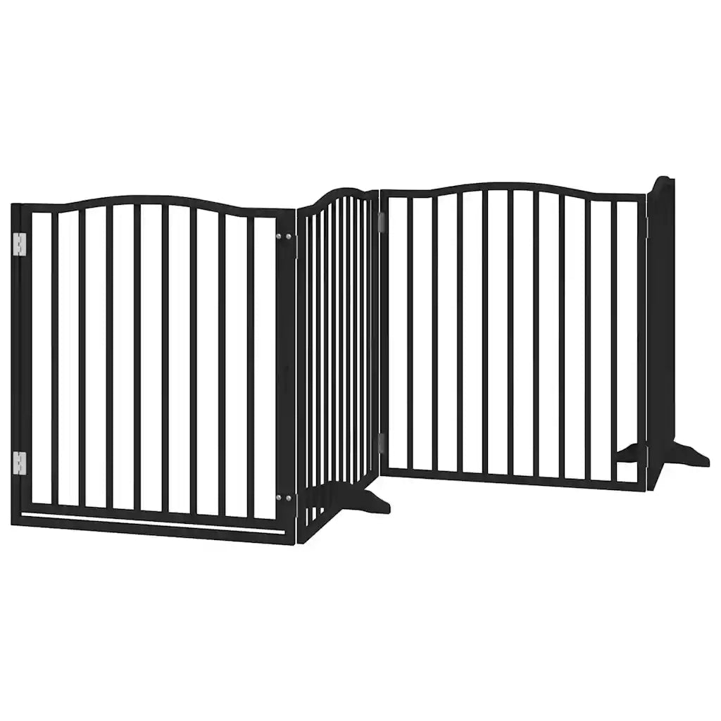 Cancello Cani Porta Pieghevole Nero 10 Pannelli 800 cm Pioppo 3155631