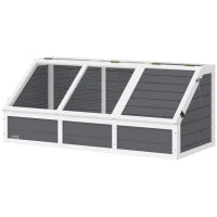 Casetta per Tartarughe di Terra senza Fondo, in Legno di Abete e Acciaio Zincato, 120x55x50A cm, Grigio e Bianco