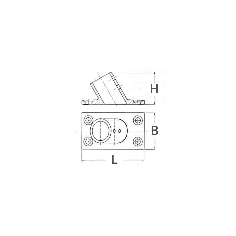 BASE RETT. INOX 60° Ø MM.22