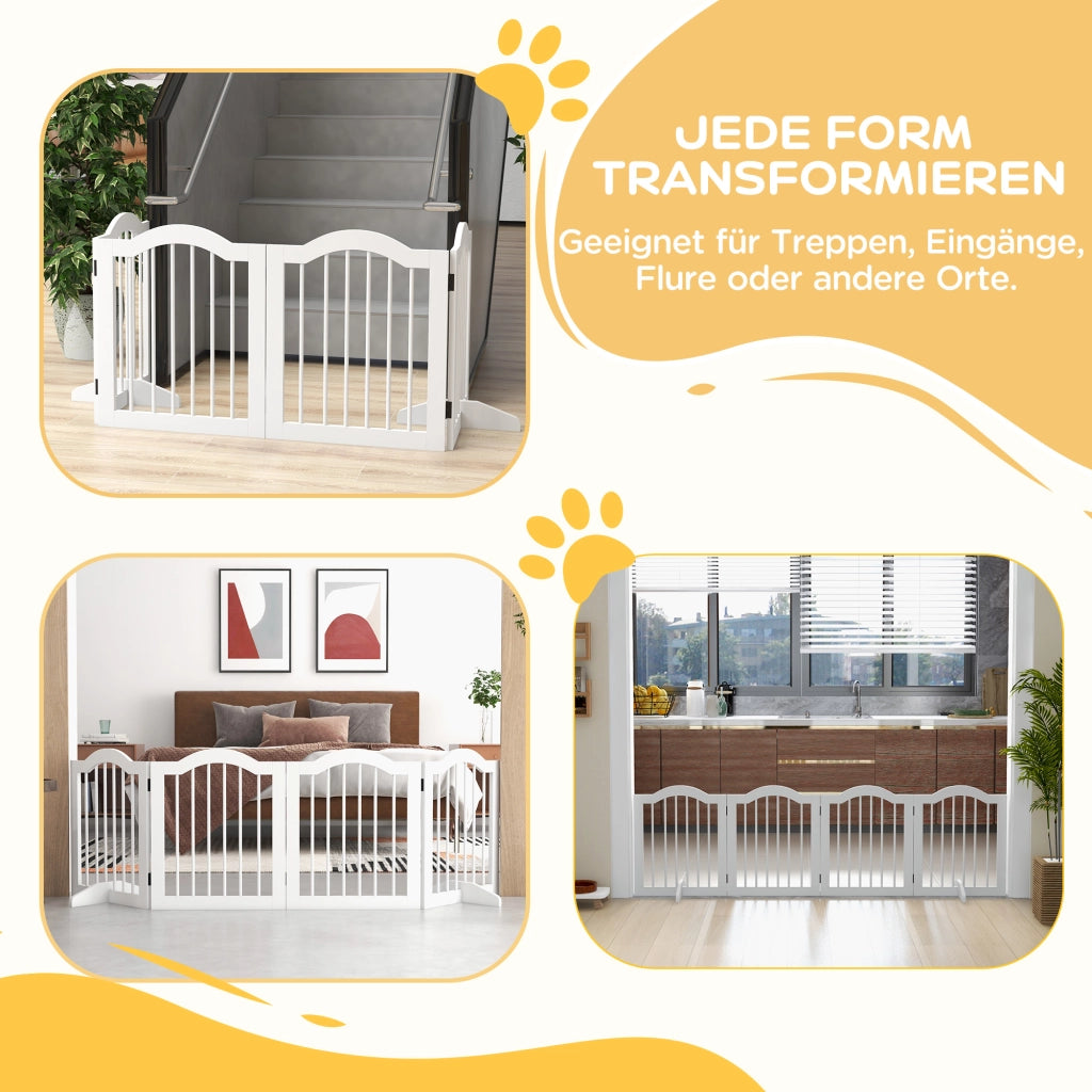 Cancello per cani pieghevole ¨C Minimal ¨C MDF/legno massello, 4 pannelli, bianco