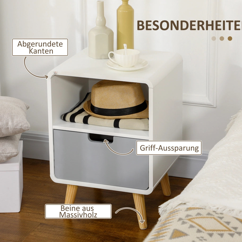 Comodino ¨C Minimal ¨C Bianco Legno Multistrato 40x38x58