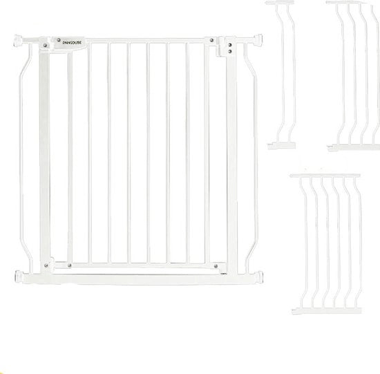 Trappola di Sicurezza - Senza Forare - Bambini - Animali Domestici - Sicurezza - Bloccatore di Porta - Bianco - 76 cm Alto - Metallo - Protezione Parete