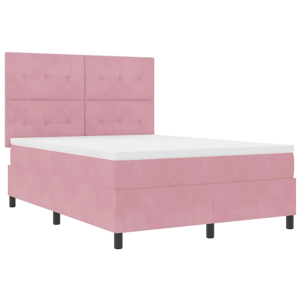Letto a Sorgente LED con materasso Rosa 140 x 200 cm Velluto 3343321