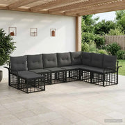 Set di divani da esterno 8 pcs Nero e Grigio scuro Poliestere 3437749
