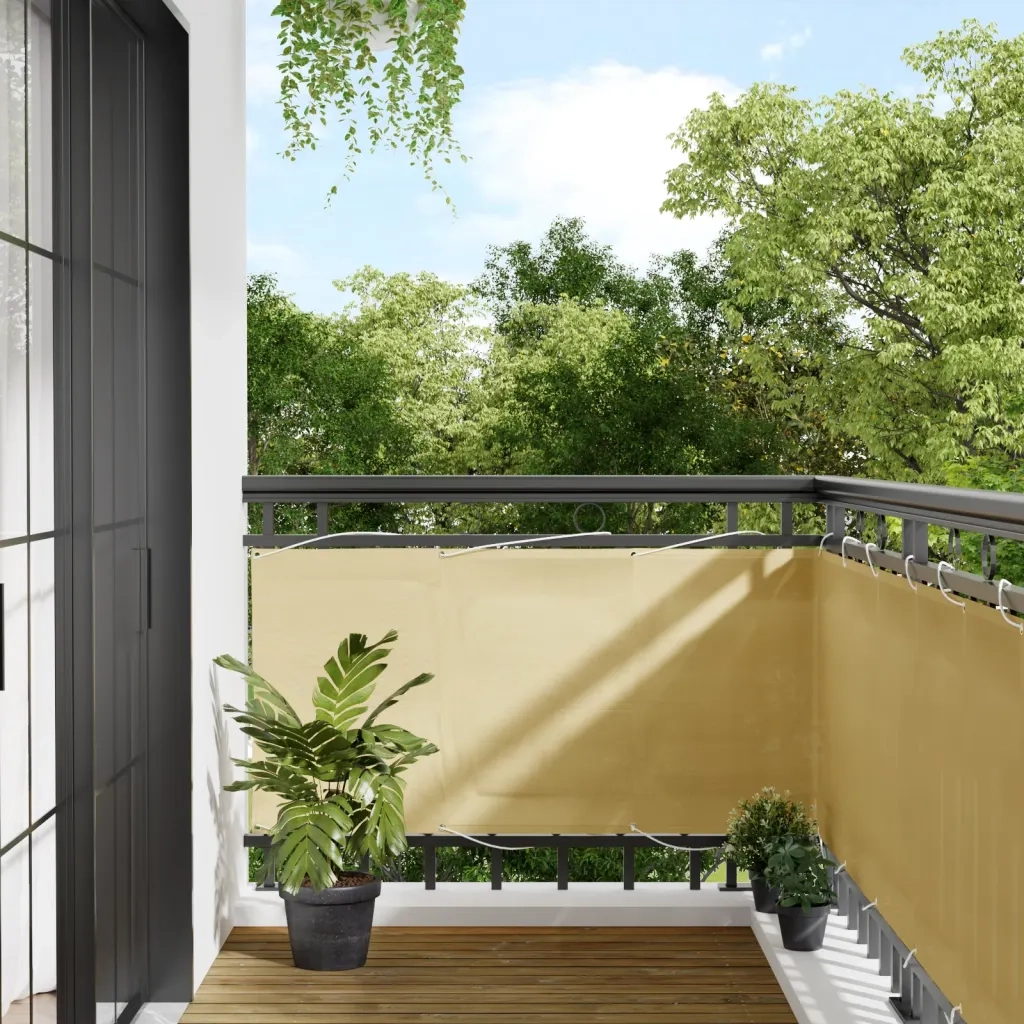 Paravento da Balcone-Pannello per balcone Sabbia 75x500 cm 100% Poliestere Oxford