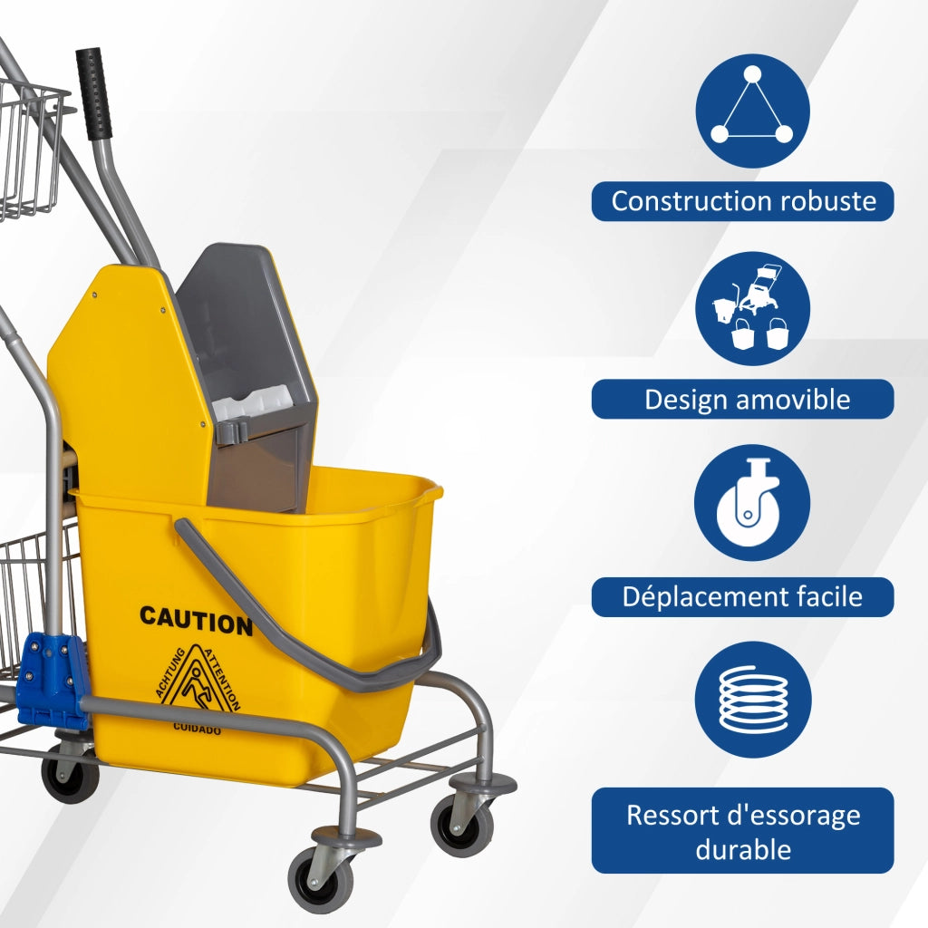 Carrello per pulizia ¨C Minimal ¨C giallo 26L con cestello