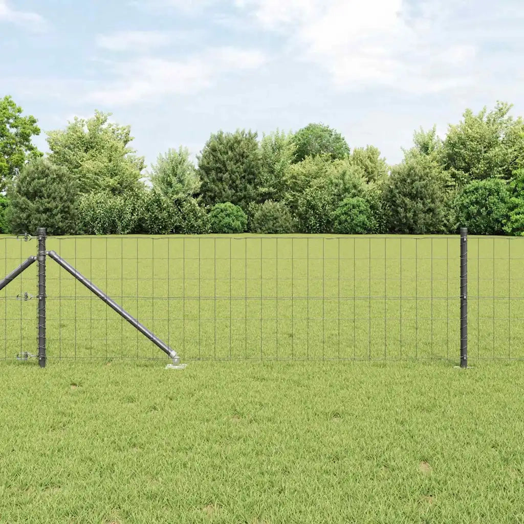 Recinzione con Posto Grigio 0,6 x 25 m Acciaio e PVC 3350682