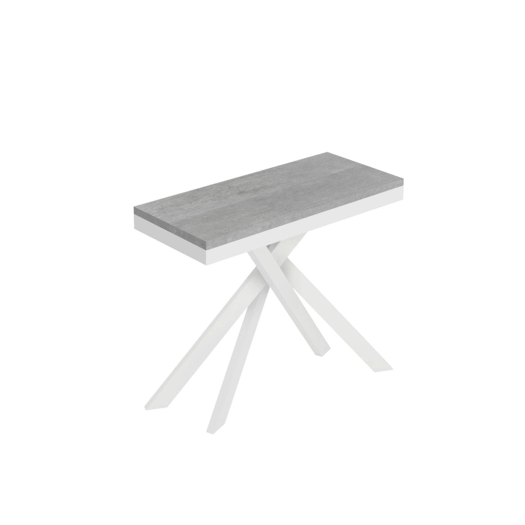 Consolle allungabile 90x40/300 cm Sakuro Evolution Cemento gambe bianche