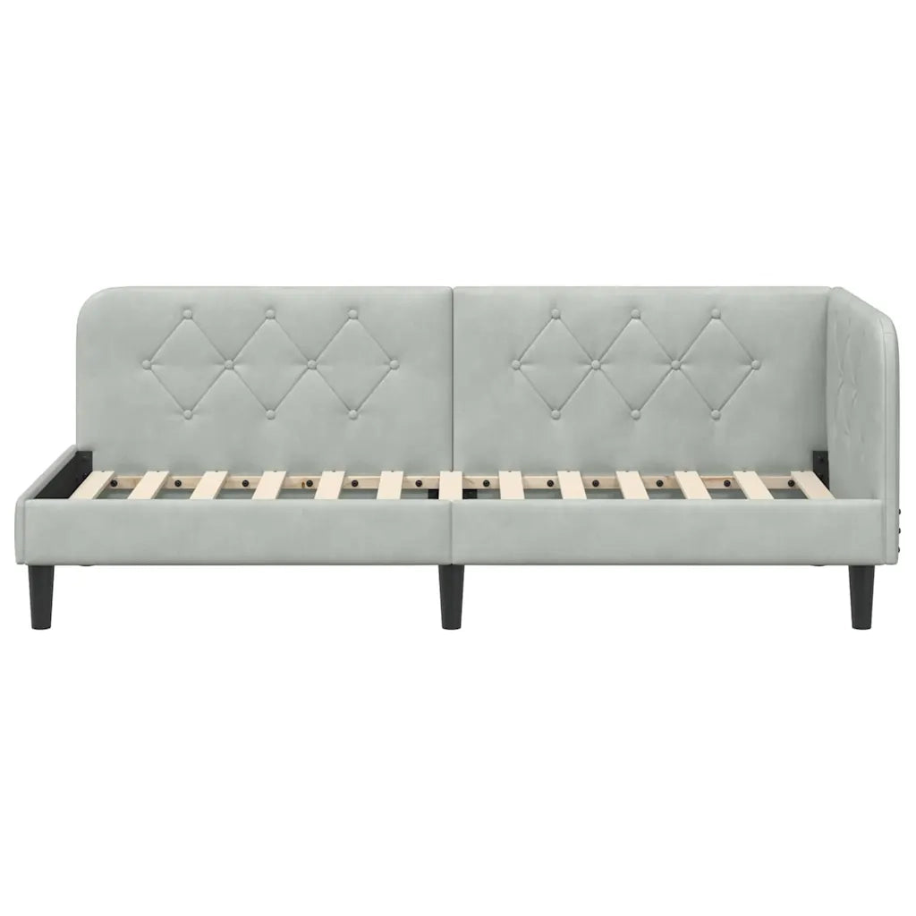 Cornice del letto ad angolo Grigio chiaro 80 x 200 cm Velluto