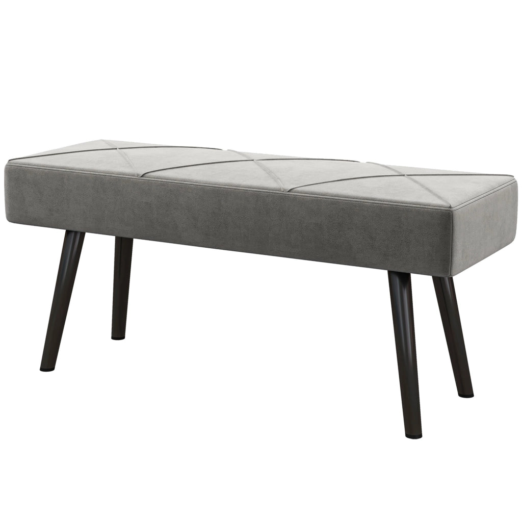 Pouf panca imbottita ¨C Xylo ¨C Tessuto grigio con struttura in acciaio 100x36x45 cm