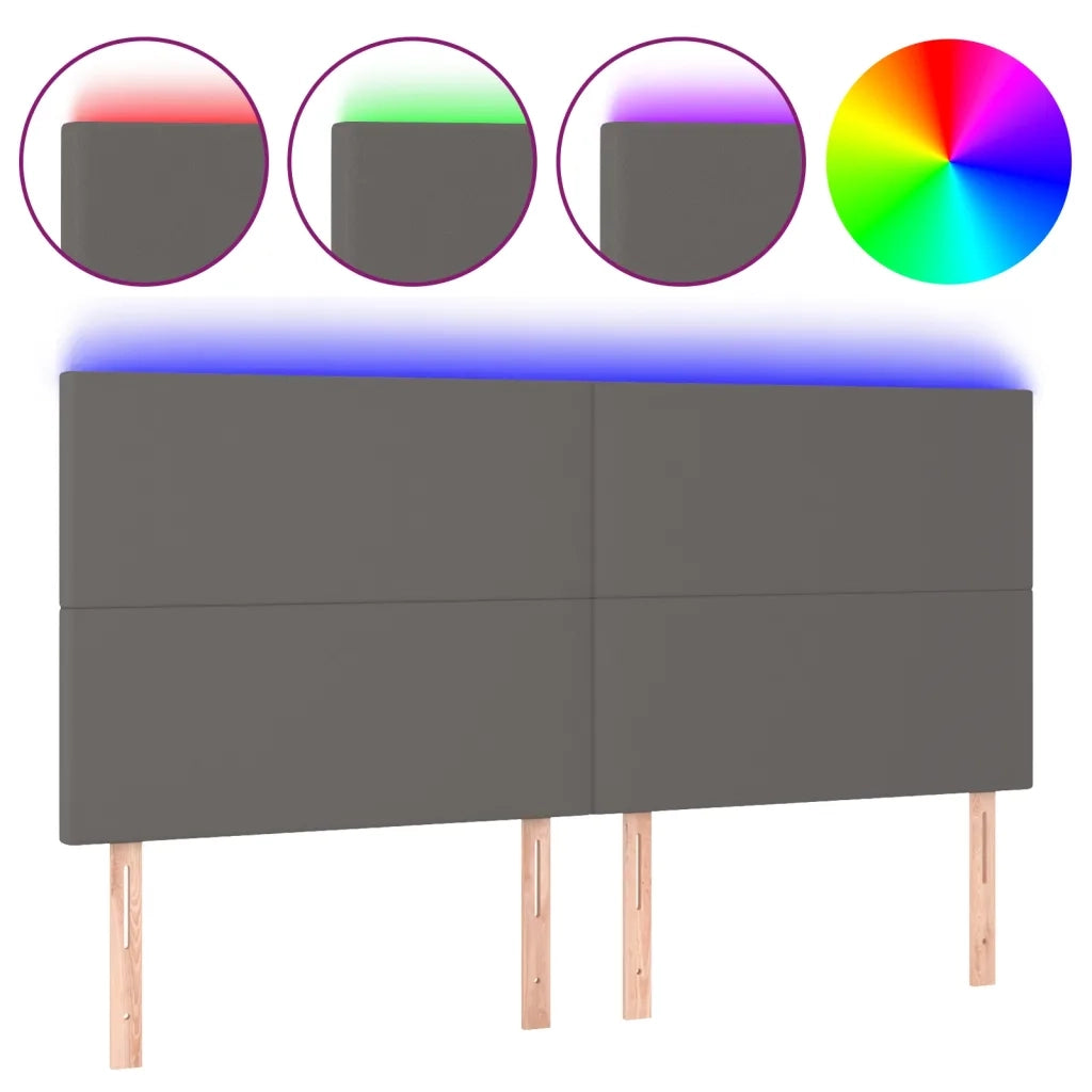 Testiera a LED Grigio 160x5x118/128cm in Similpelle 3122244