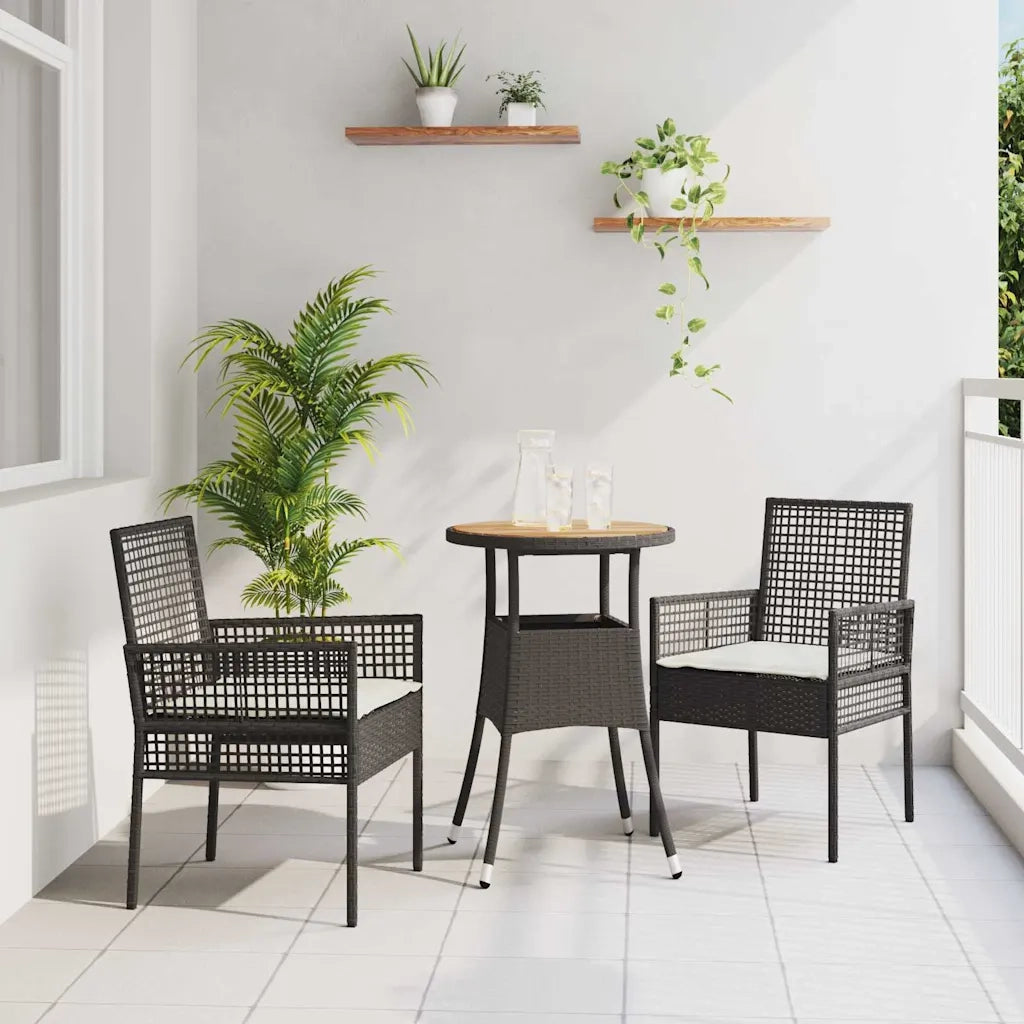 Set da Pranzo per Giardino 3 pcs Nero polyrattan 3334951