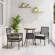 Set da Pranzo per Giardino 3 pcs Nero polyrattan 3334951