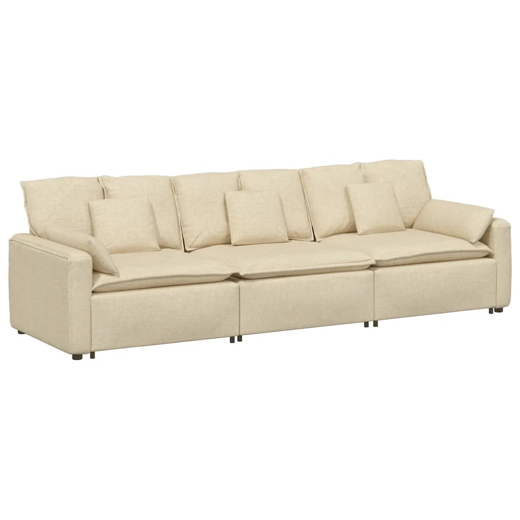 Divano Modulare con Cuscini Crema 3321093