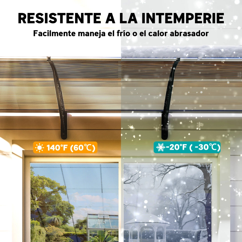 Tettoia Pensilina per Porte e Finestre ¨C Xylo ¨C 303x96x27 cm Alluminio Policarbonato Marrone