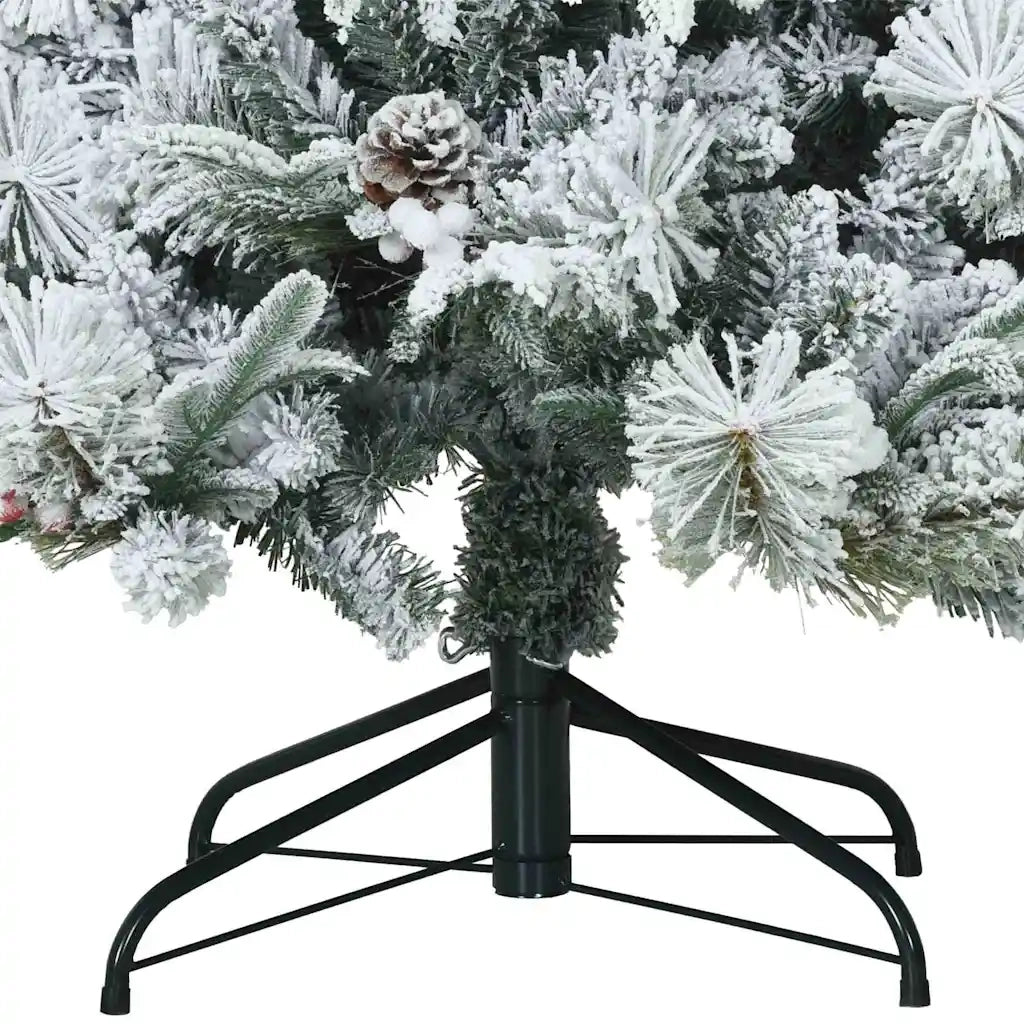 Albero di Natale Artificiale Snodato Foderato di Neve Bianco