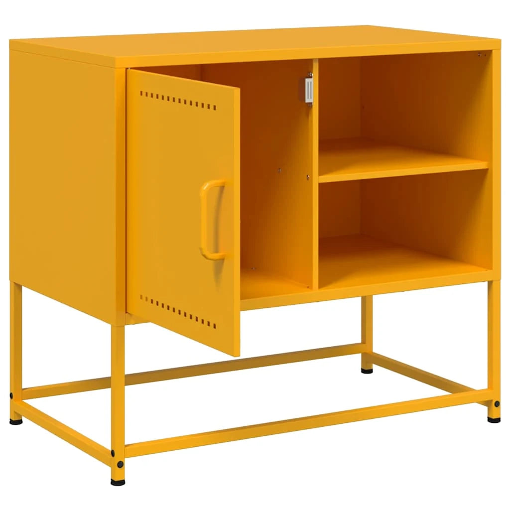 Mobile TV multimediale mensola TV credenza TV sala da pranzo soggiorno camera da letto giallo senape 68 x 39 x 60,5 cm acciaio giallo 02_0027671