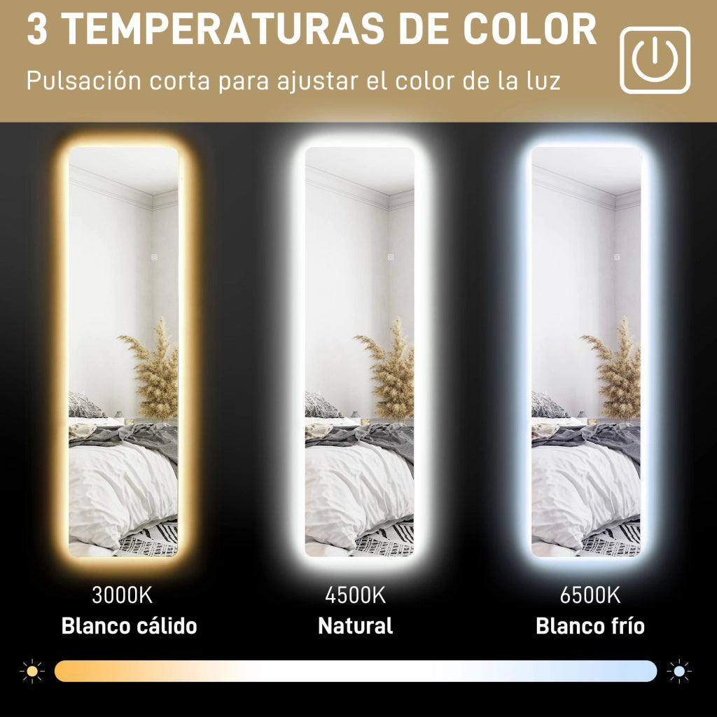 Specchio con Luce LED ¨C Zephmum ¨C Bianco 150x40 cm