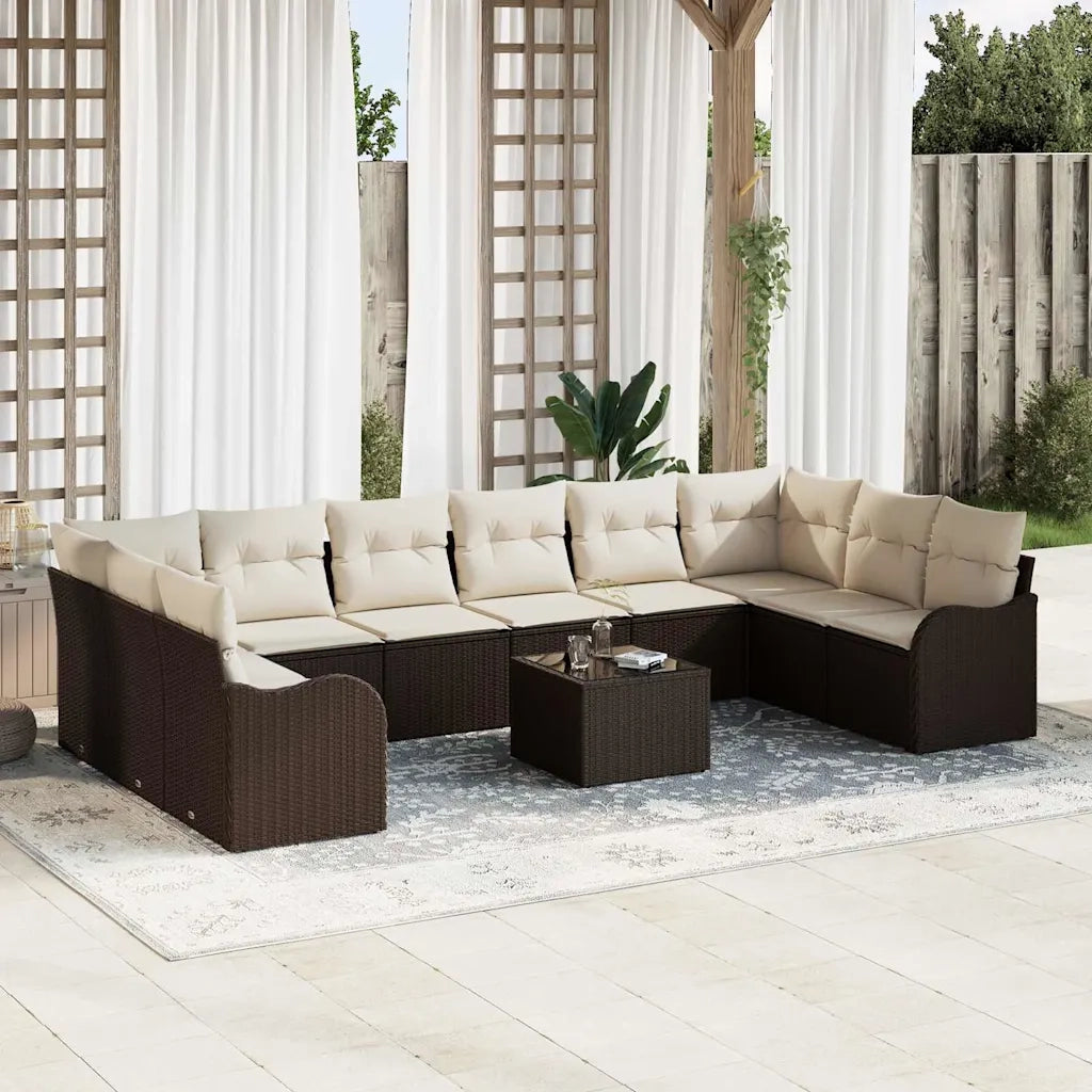Set Divano da Giardino Marrone polyrattan