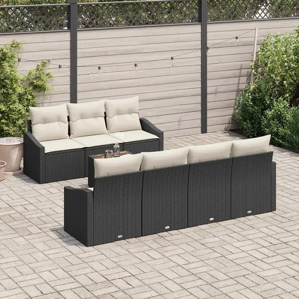 Set di divani con cuscino 8 pcs Nero e Crema polyrattan 3346627