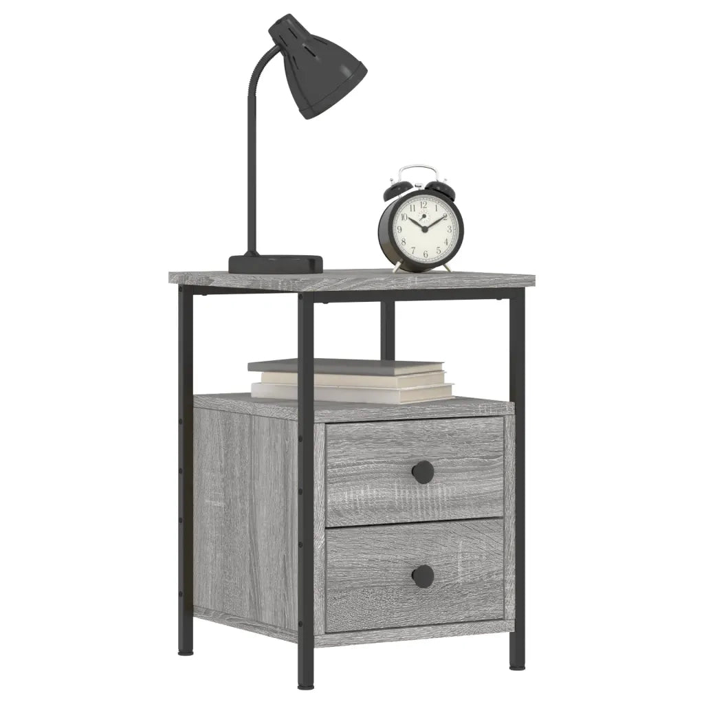 Set di 2 Comodini | Armadio da Notte | Mobiletto da notte Grigio Sonoma 34x35,5x50 cm in Legno Multistrato